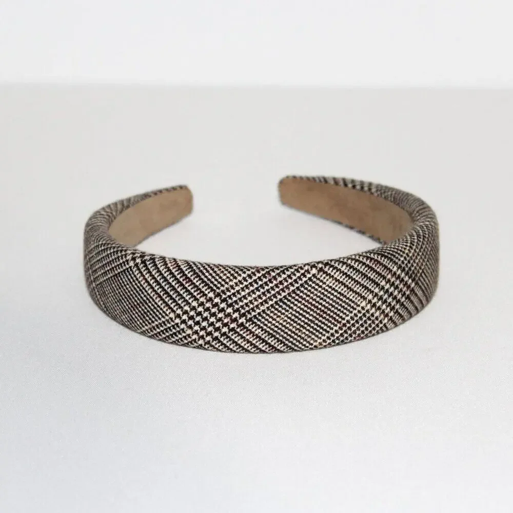 YARGICI Plaid Brown Headband Designer Headband
